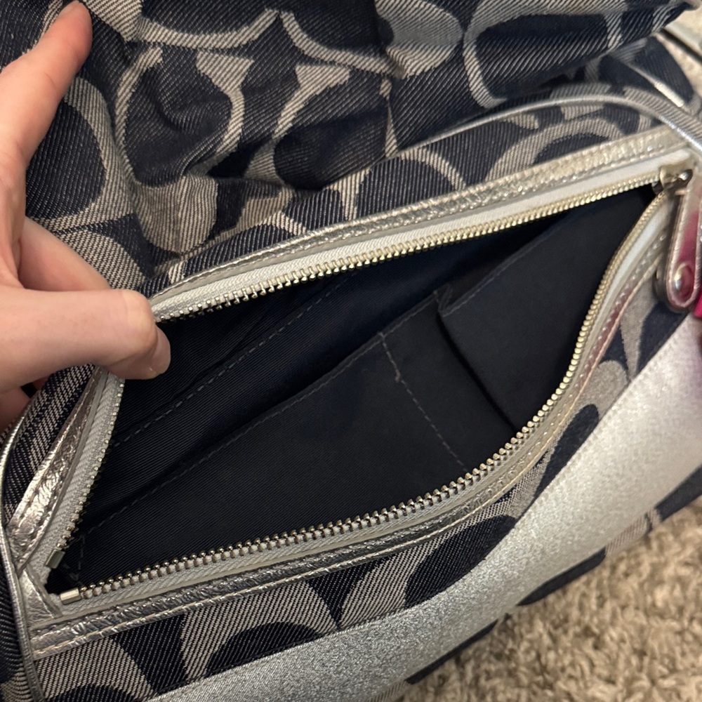 Coach Signature Denim Blue with Silver Logo Backpack - Picture 6 of 7